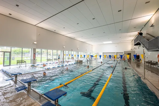Starting blocks of the swimming pool