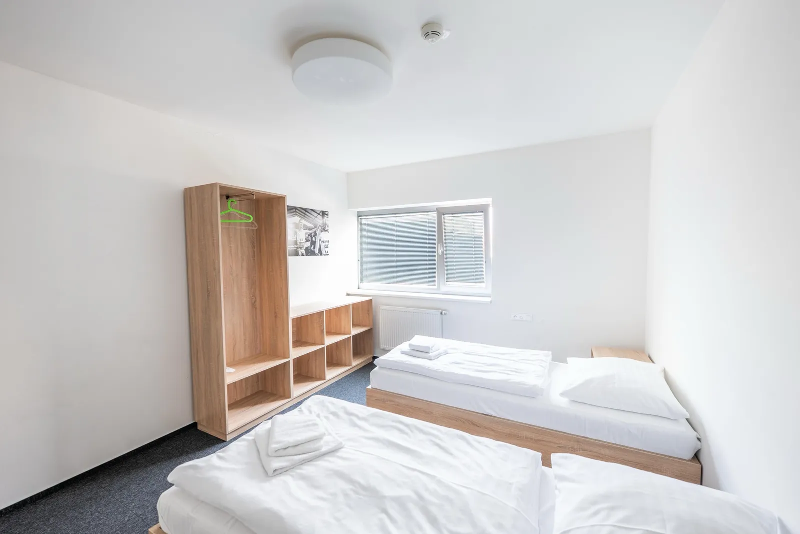 Hotel room with two beds
